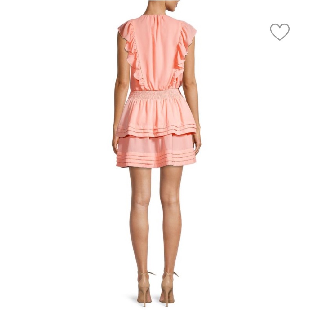EMMIE ROSE Blush Pink Ruffle Tiered Mini Dress S - Picture 3 of 10